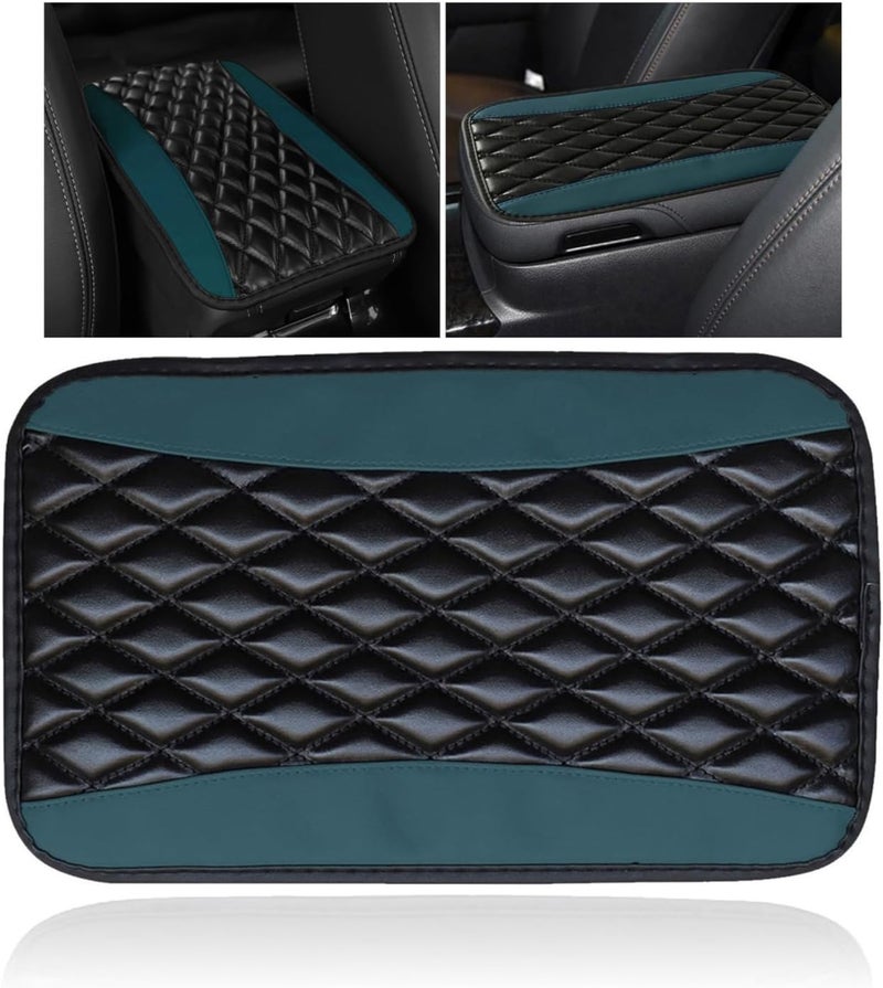 Couslcd Auto Center Console Pad, Universal Waterproof Armrest Seat Box Cover, Car Interior Accessories, Leather Auto Armrest Cover Protector for Most Vehicle, SUV, Truck (Dark Green) - Image 1